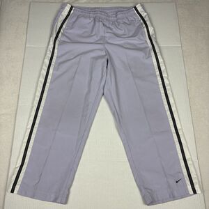 Nike Track Pickleball Pants M Cropped Capris Striped Swoosh Lilac Y2K Activewear